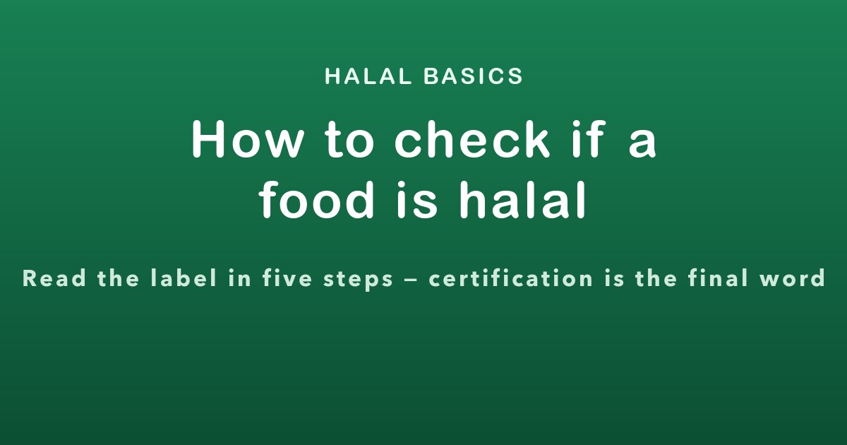 Title card on a green background reading How to check if a food is halal